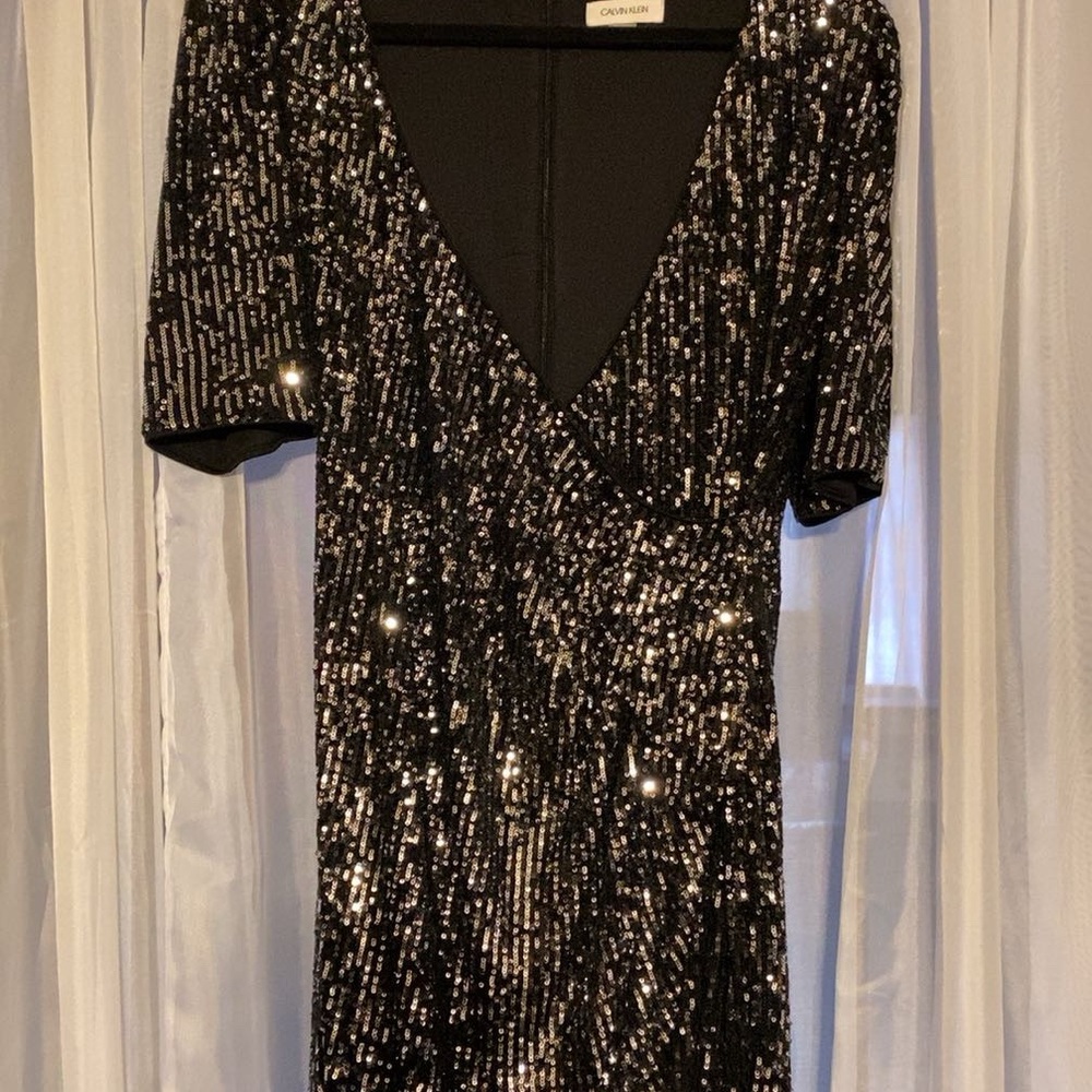 Chic Black Sequin Dress by Calvin Klein